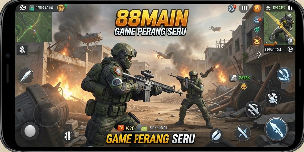 Tampilan gameplay seru dari 88MAIN dengan aksi tembak-menembak.