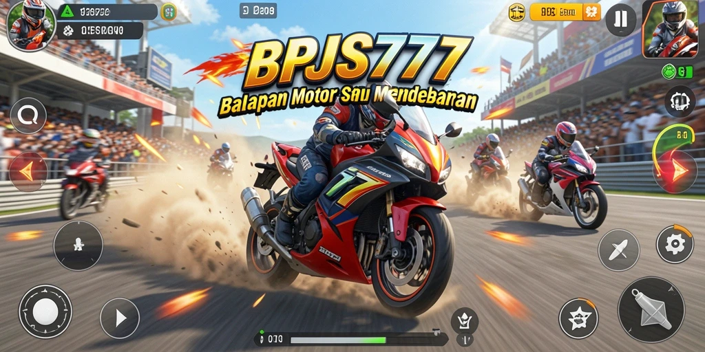 Tampilan menarik dari gameplay BPJS777 dengan motor balap yang menegangkan.