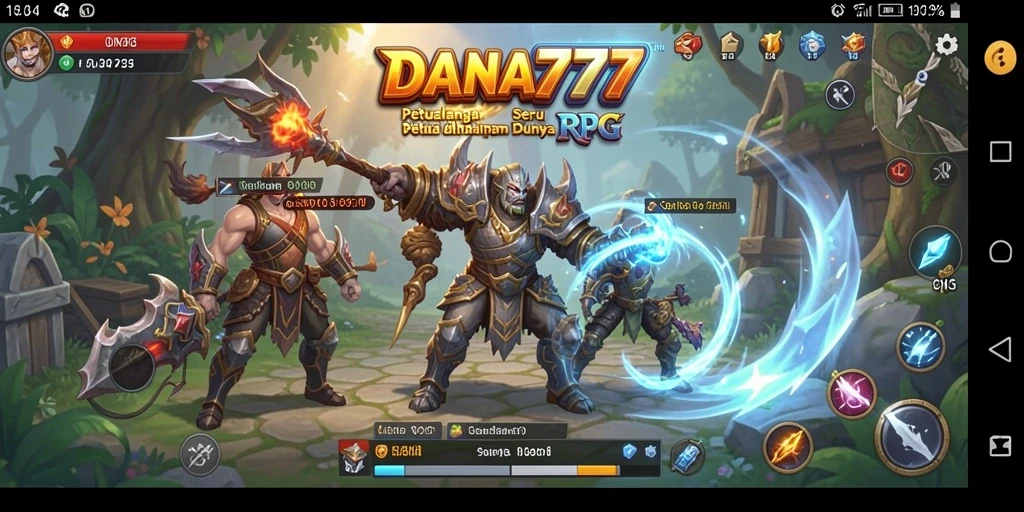 Screenshot utama DANA777 menunjukkan aksi seru dalam gameplay RPG.