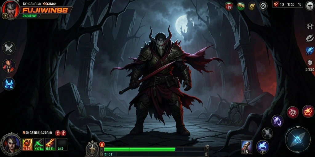 Tampilan gameplay FUJIWIN88 yang menegangkan dan misterius.