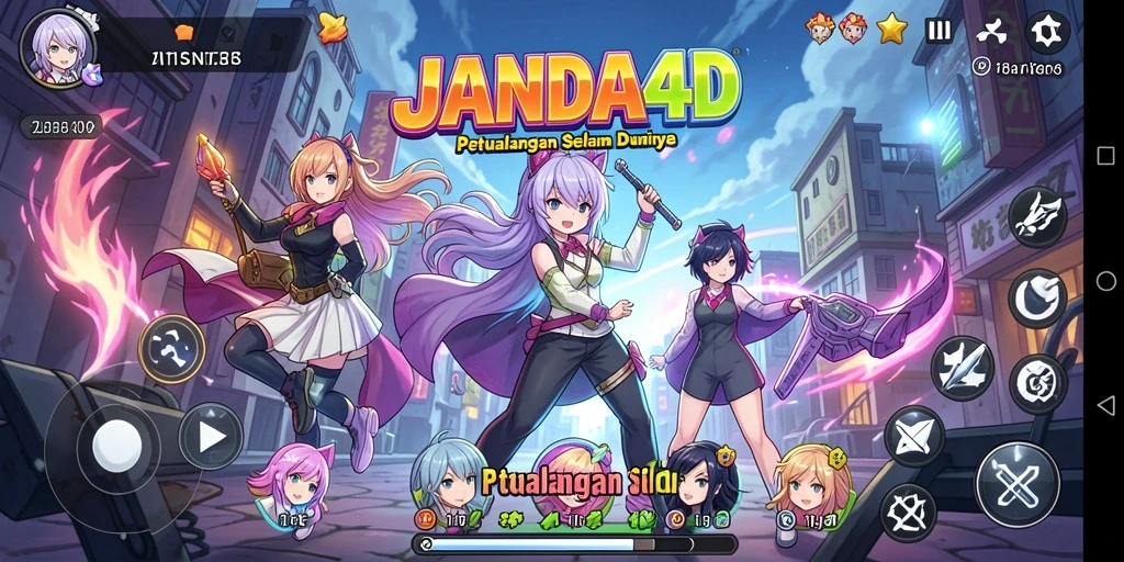 Screenshot JANDA4D menampilkan aksi seru dalam permainan Anime.