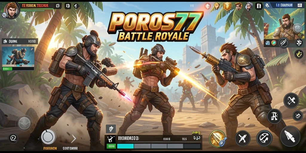 Tampilan gameplay POROS77 yang seru dan penuh aksi di medan pertempuran.