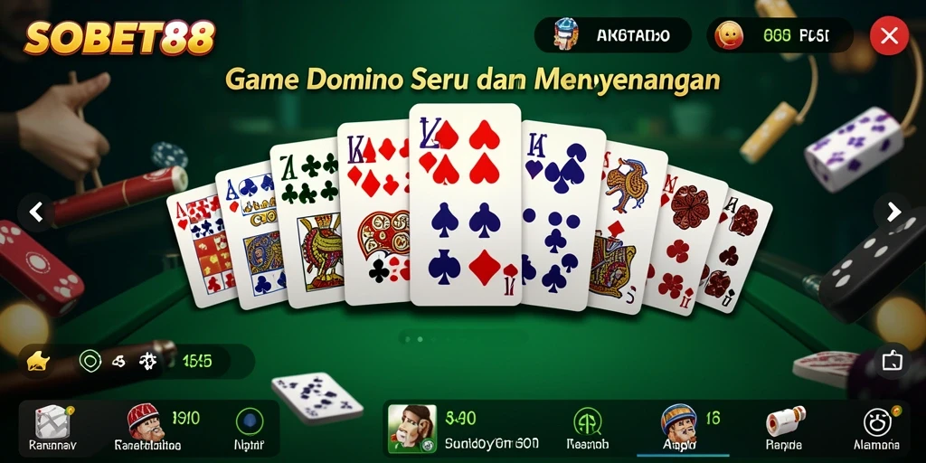 Tampilan gameplay domino yang seru dan interaktif di SOBET88.